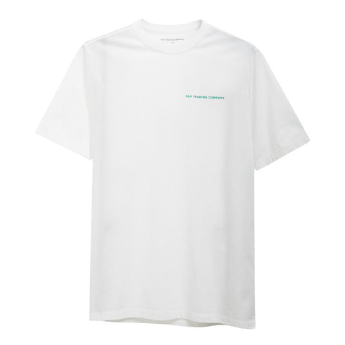POP Trading Company Logo T-Shirt White/Peacock Green POPSS24_02-006 Degli Uberti